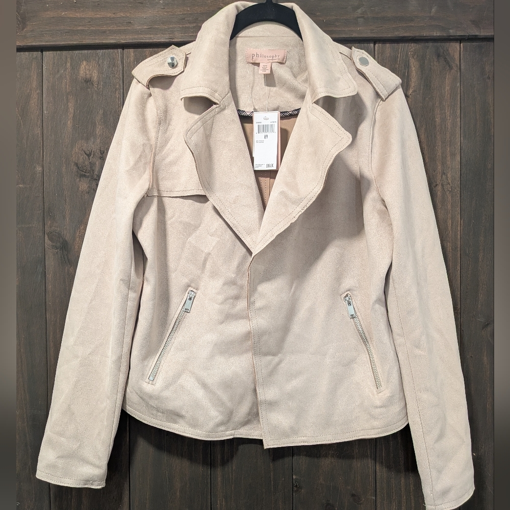 Philosophy Faux Suede Moto Jacket – Size Medium (NWT)